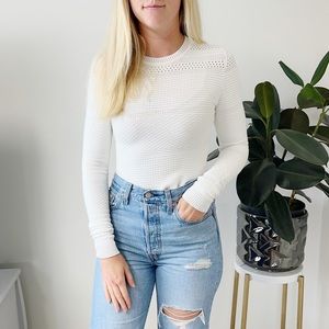 Hugo Boss Stretchy White Long Sleeve Top Jumper